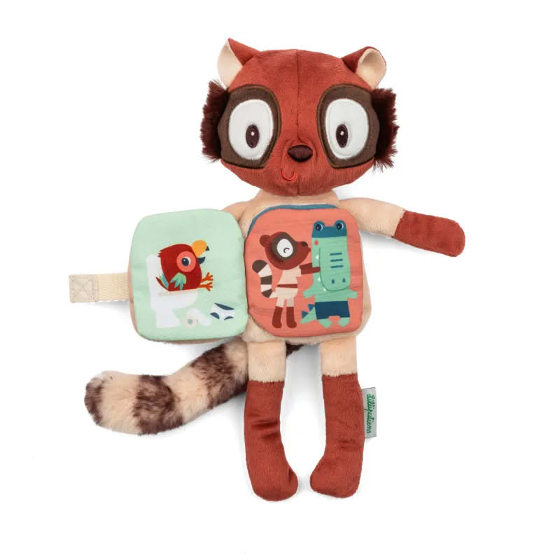 Peluche procione con libro morbido della buonanotte per neonati dai 6 mesi in su